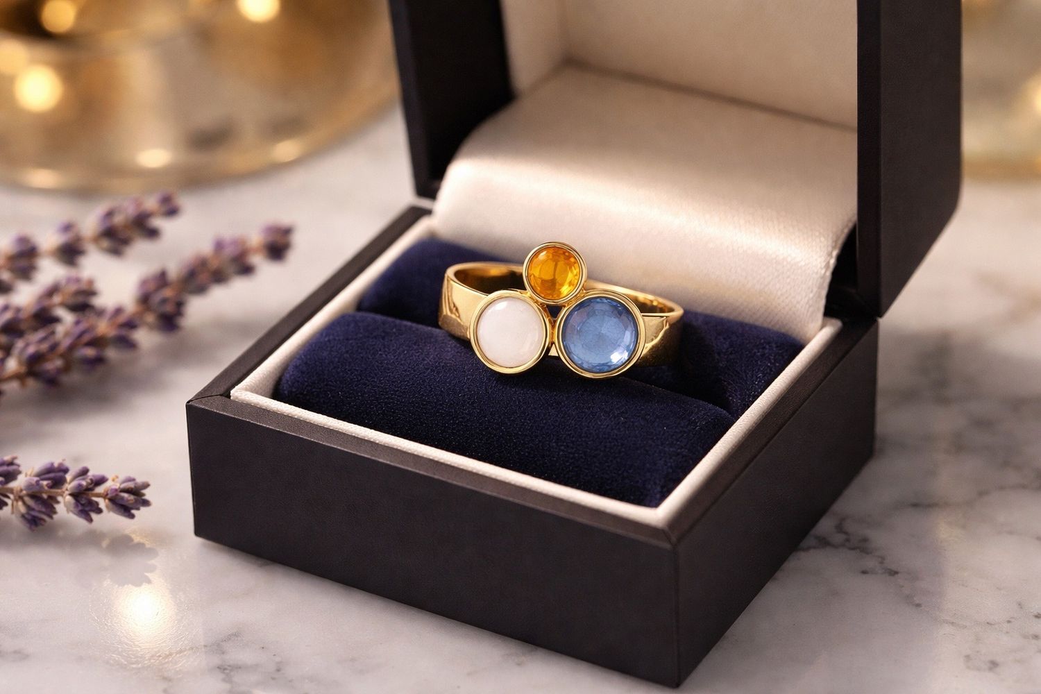 Bague 'Trio lumineux‘