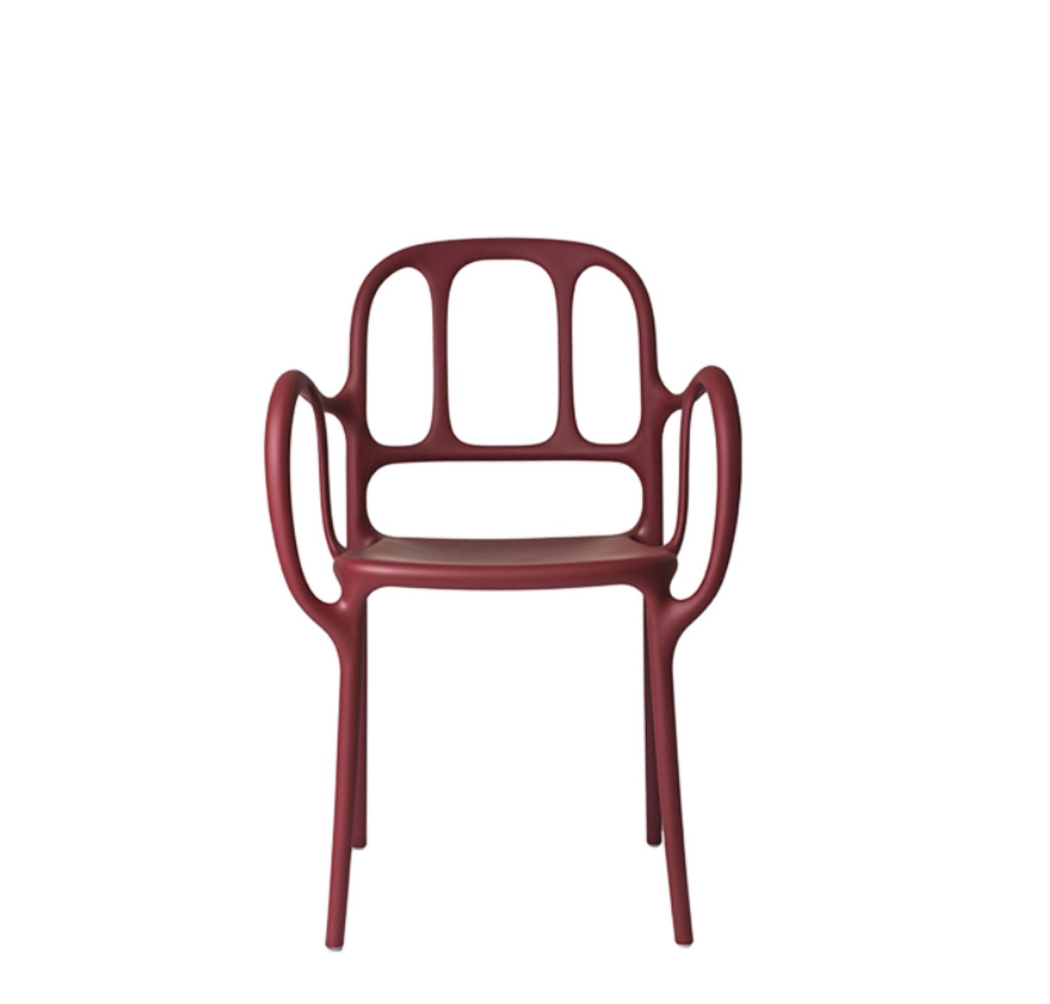 Sedia Magis MILÀ con braccioli in finitura rosso bordeaux