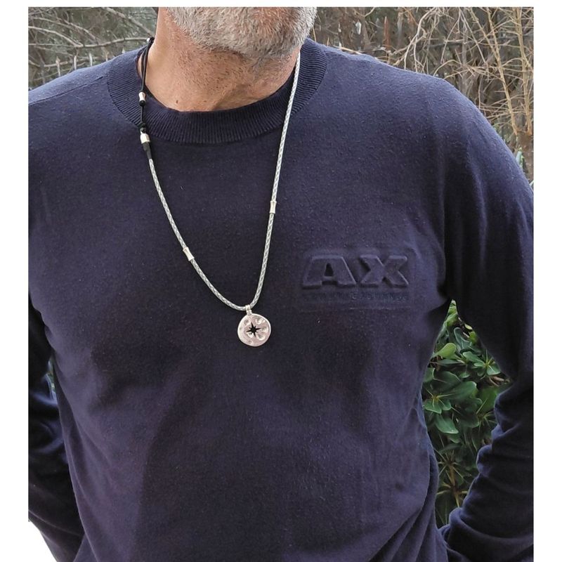 Handmade Men's Necklace Compass Pendant