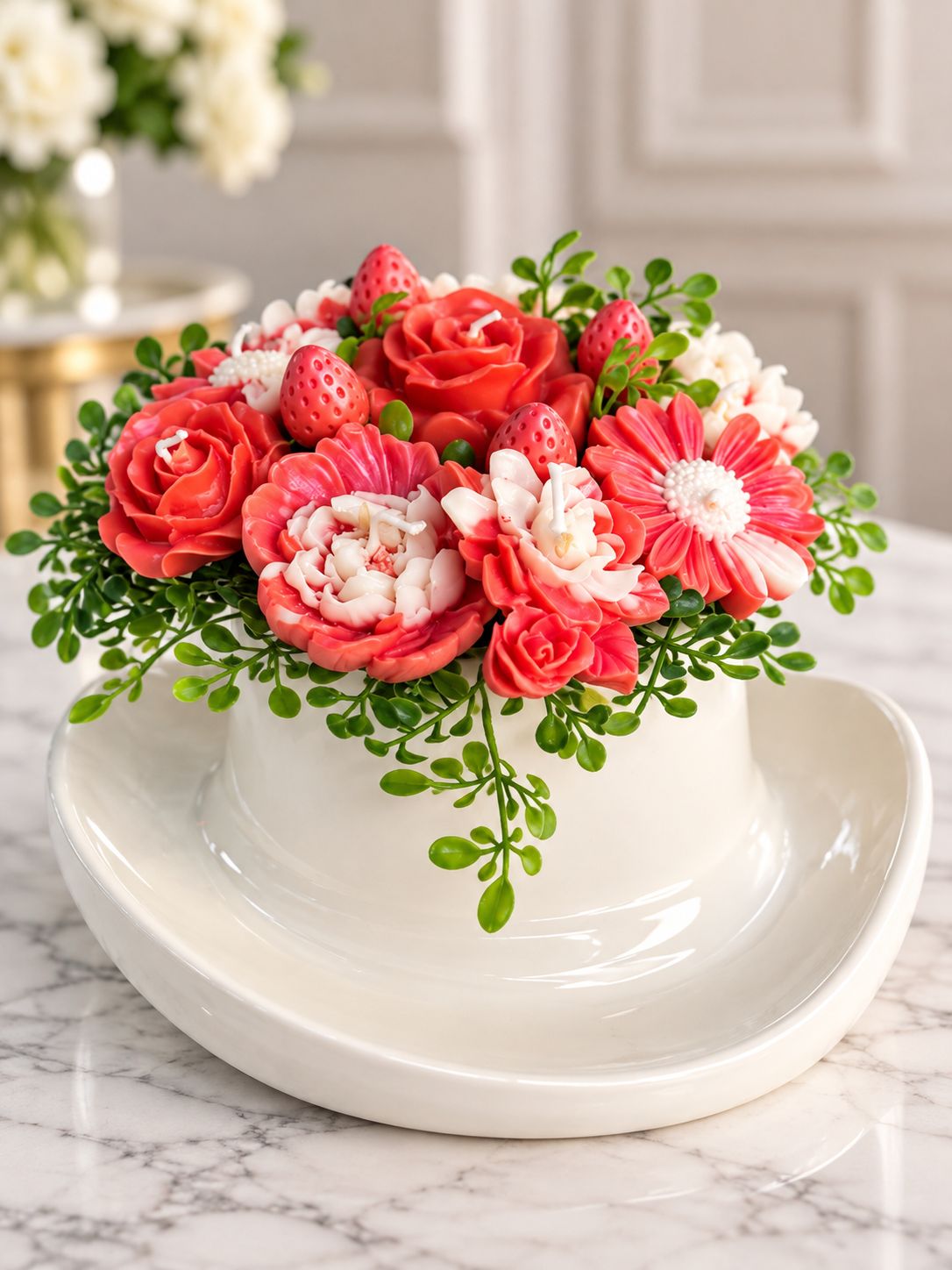 Floral Hat Candle Arrangement