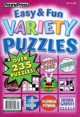 Easy &amp; Fun Variety Puzzles May 2026 - Puzzle Book Store