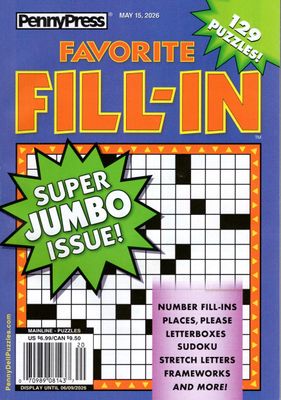 Favorite Fill-In Puzzles May 2026