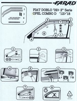 FARAD - SET 2 DEFLETTORI ARIA ANTIVENTO / ANTIPIOGGIA FIAT DOBLO (II)