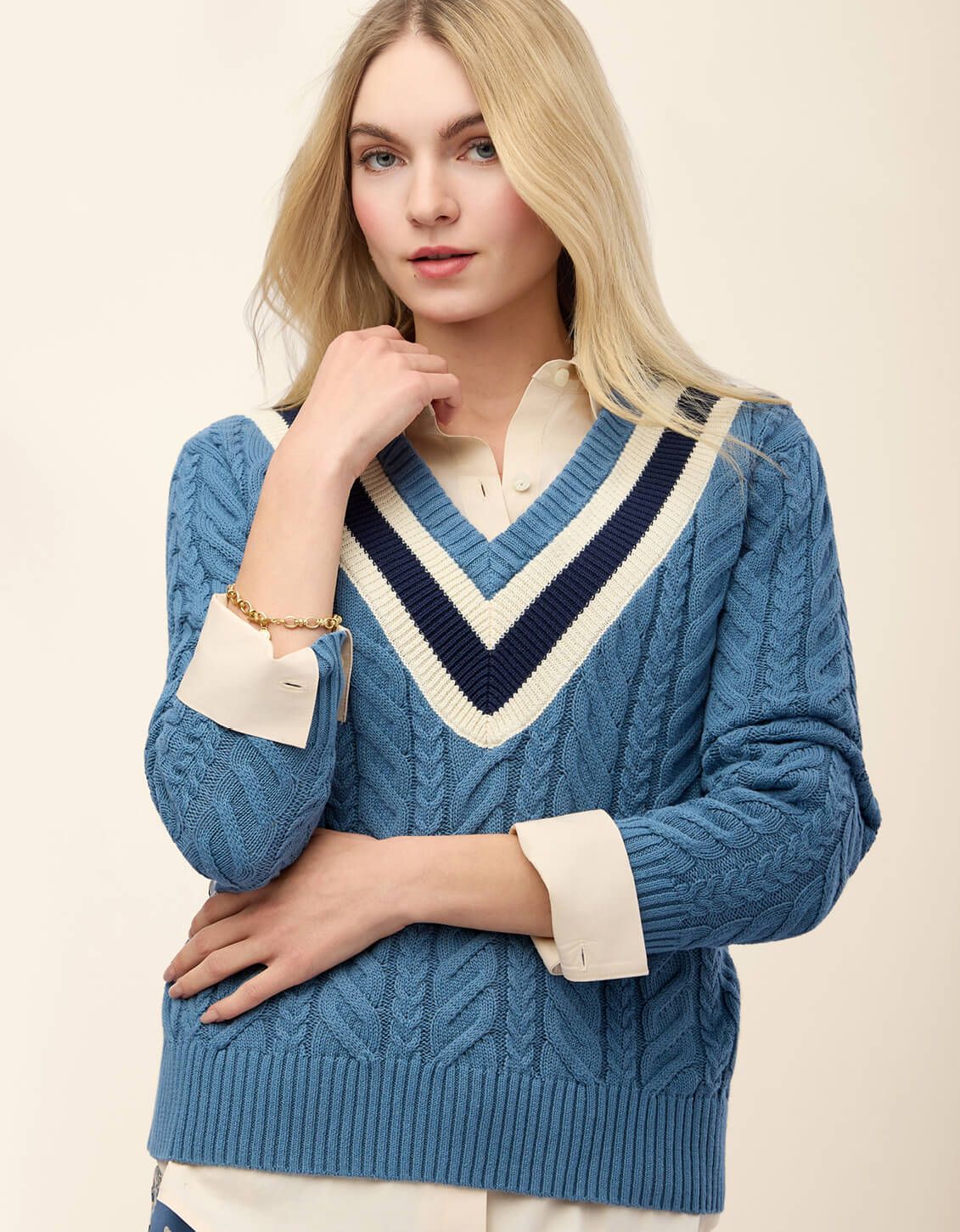 Sweater - Lorna Varsity - Bluestone - Large