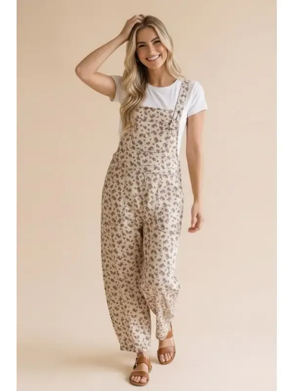 Overalls - Barrel Bib - Floral - Small
