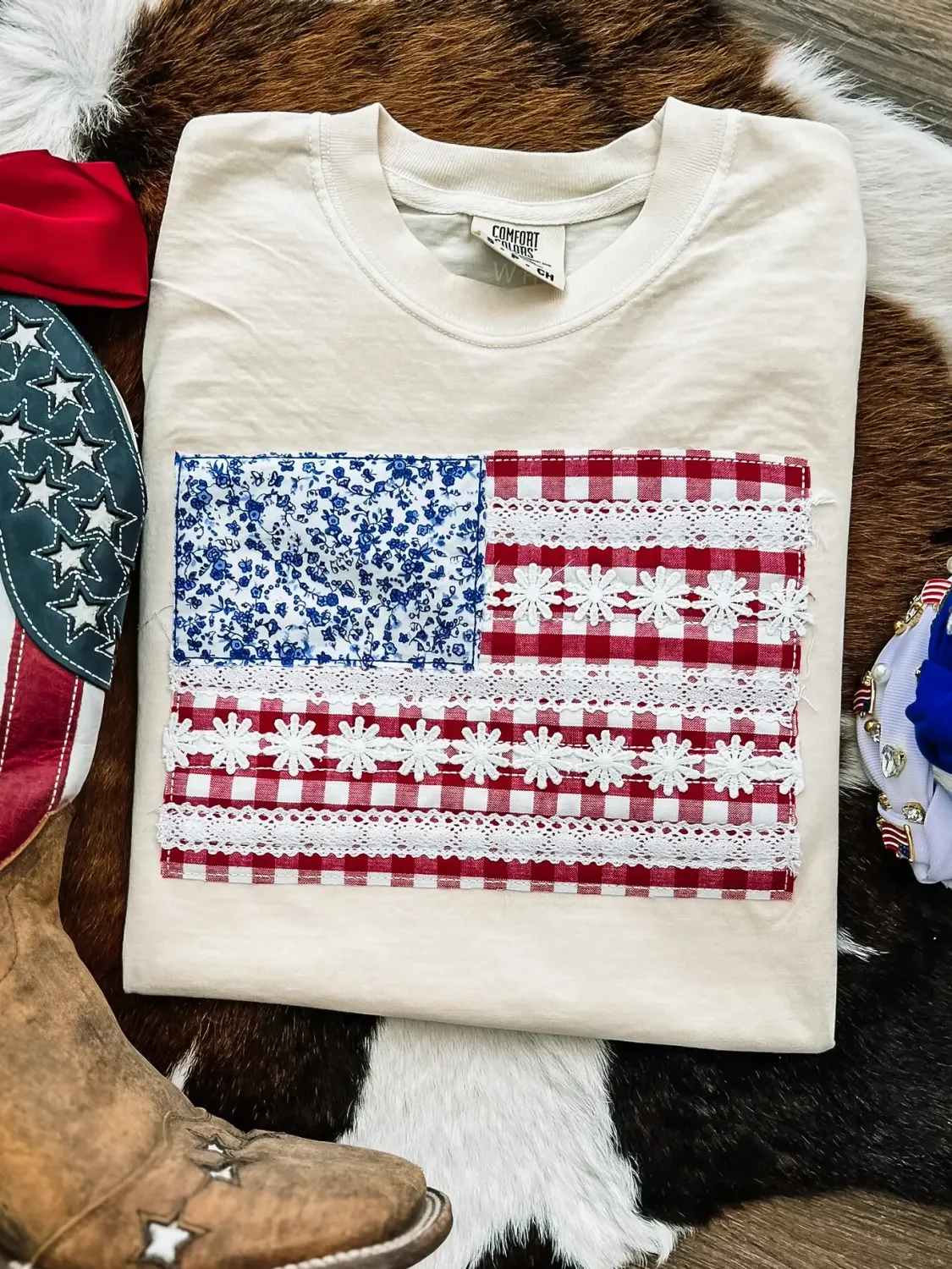 Top - American Flag Patchwork - Medium
