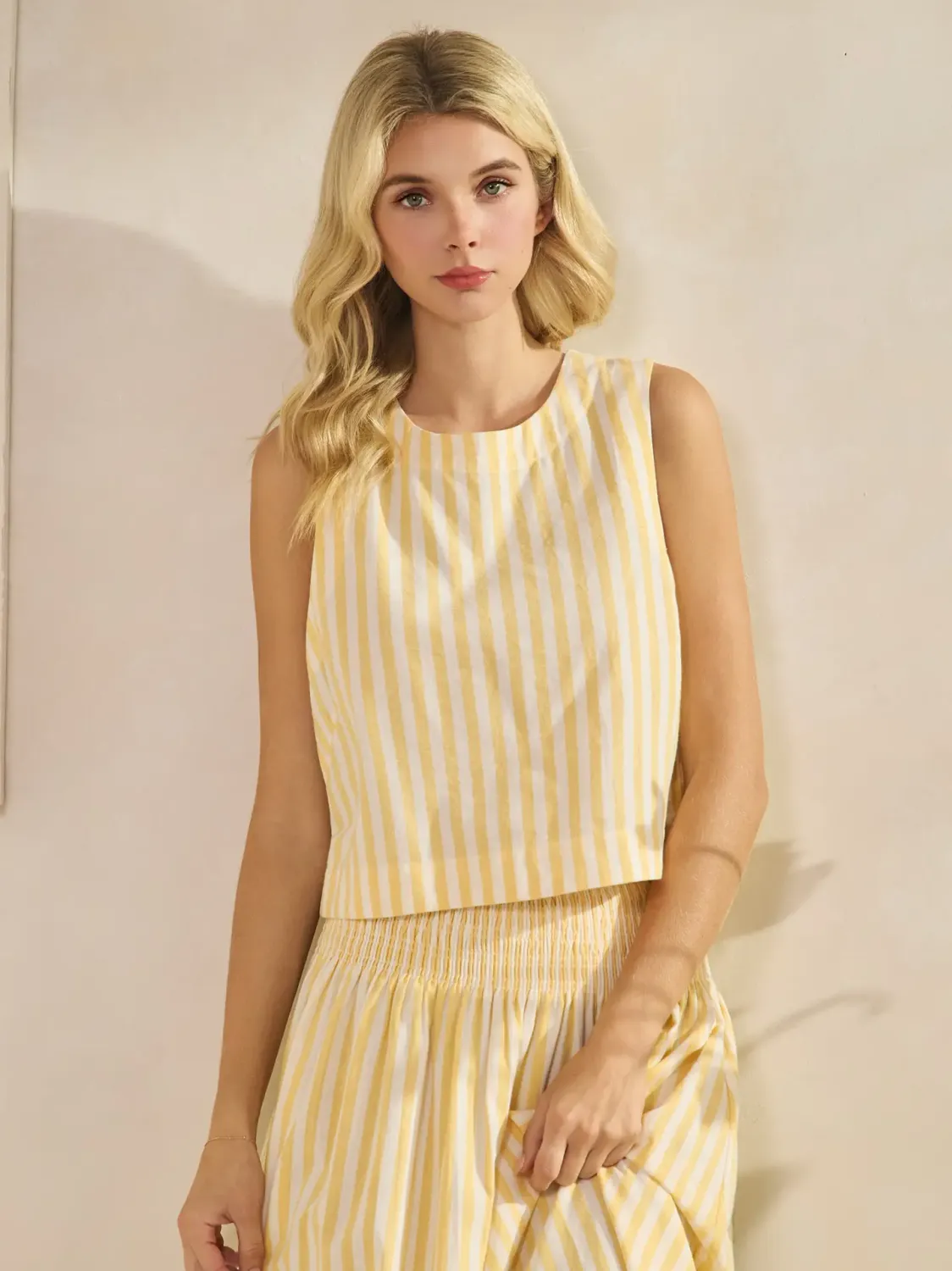 Set - Skirt &amp; Top - Yellow Stripe - Medium