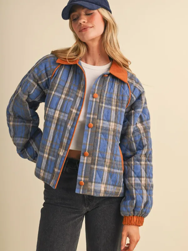 Jacket - Plaid Quilted Corduroy - Black - Medium
