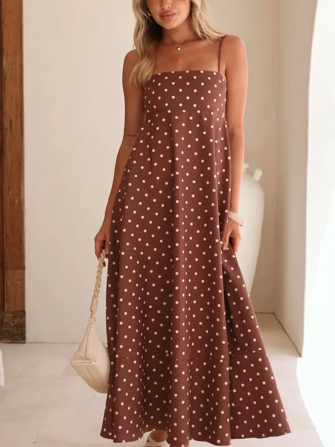 Dress - Polka Dot - Coffee - X-Large