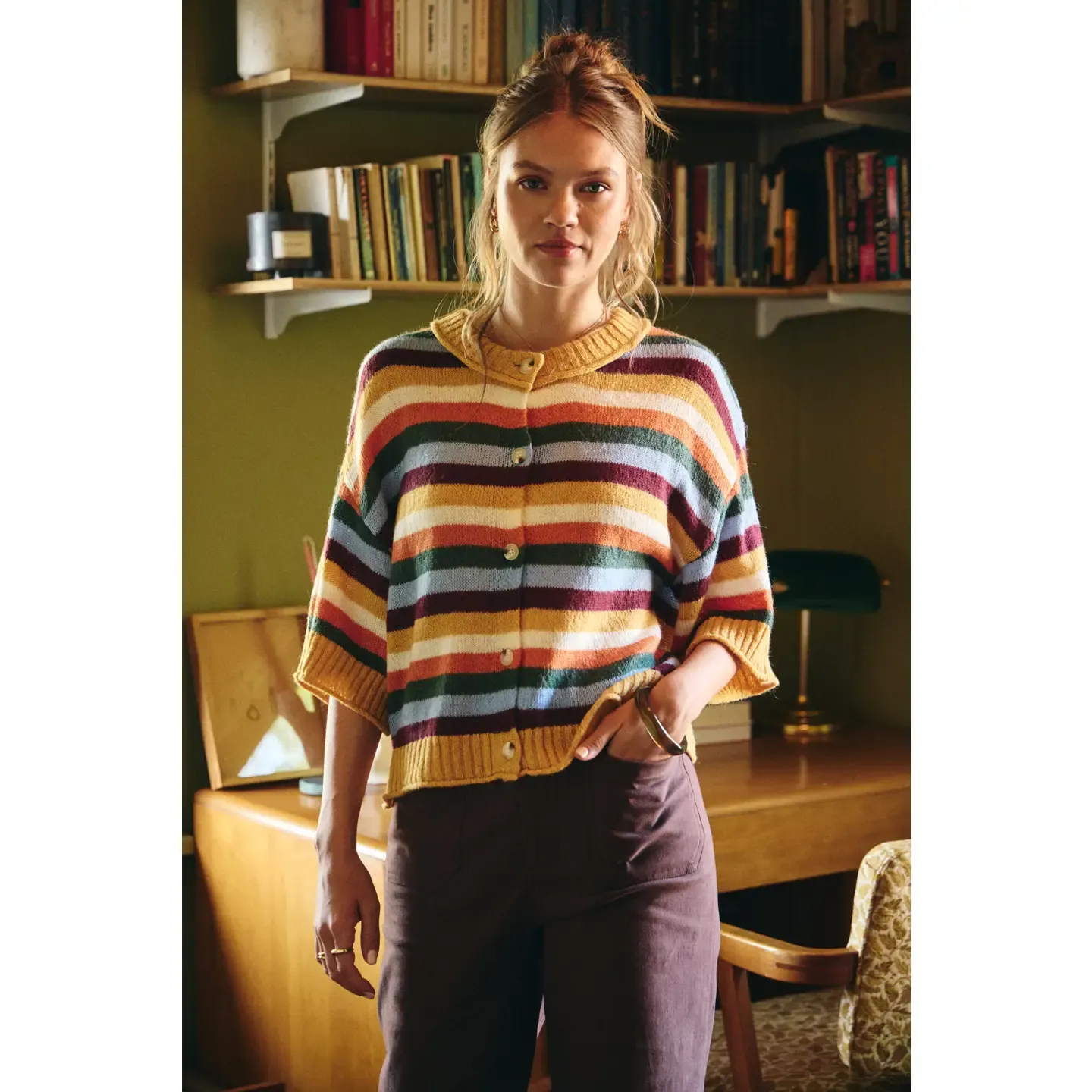 Sweater - Maple Street Rich Stripe Mustard - Large