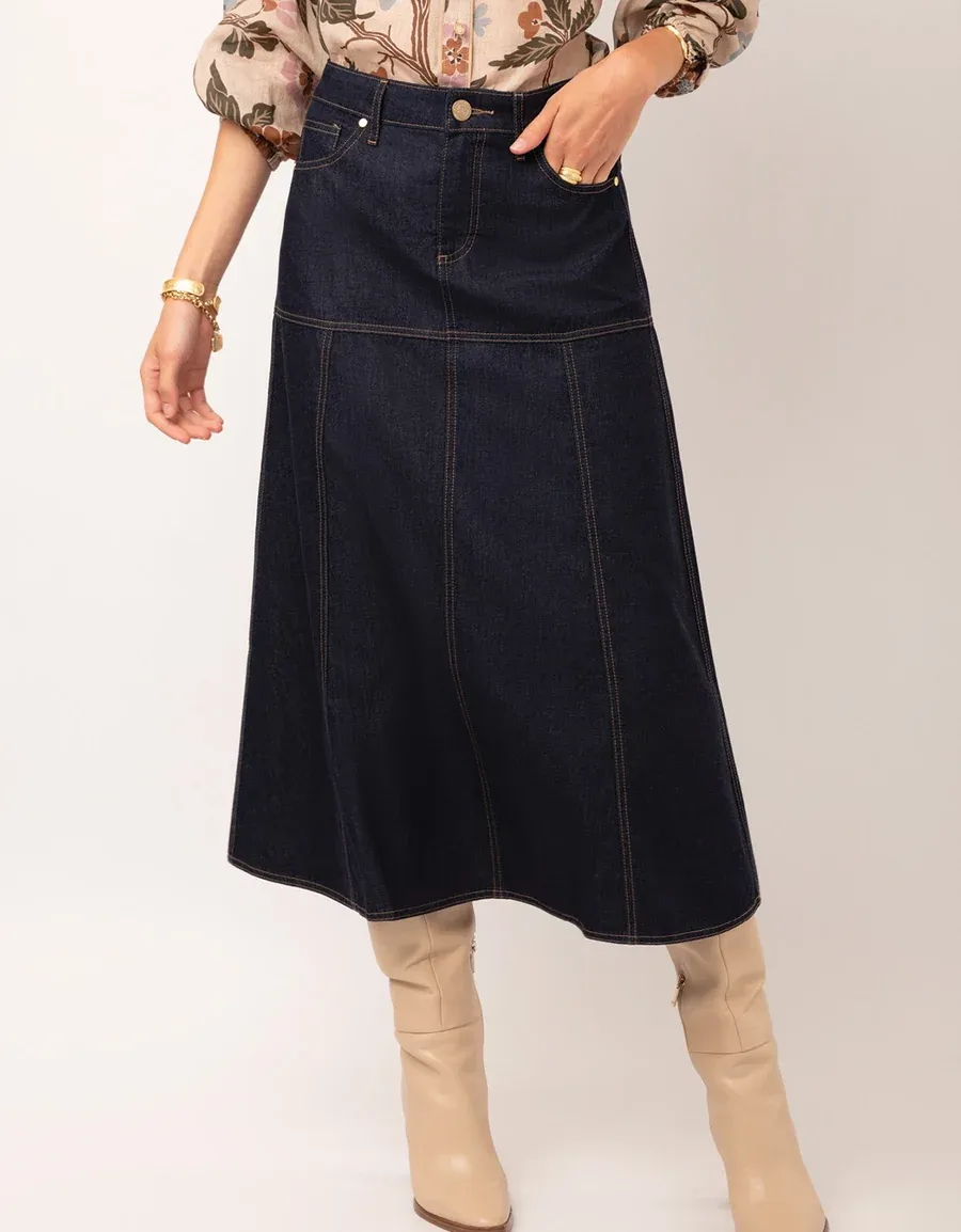Skirt - Anola Dark Denim Midi - 16