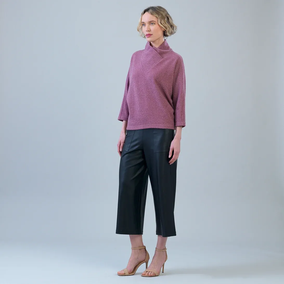 Sweater - Crossover Petal Neck - Mauve - XSmall