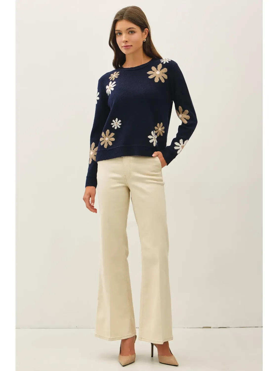 Sweater - Floral Navy - Medium