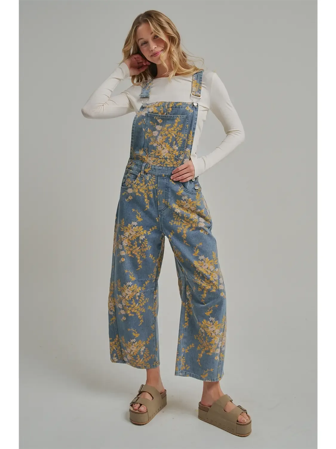 Overalls - Floral Denim - Large