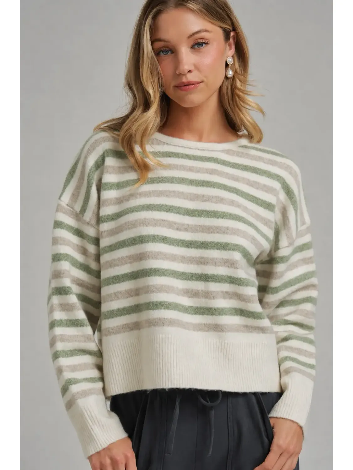 Sweater - Bold Stripe Oatmeal Combo - Medium