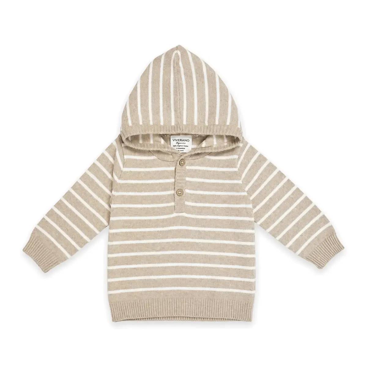 Sweater - Striped Hooded - Oat - 3-6 Months