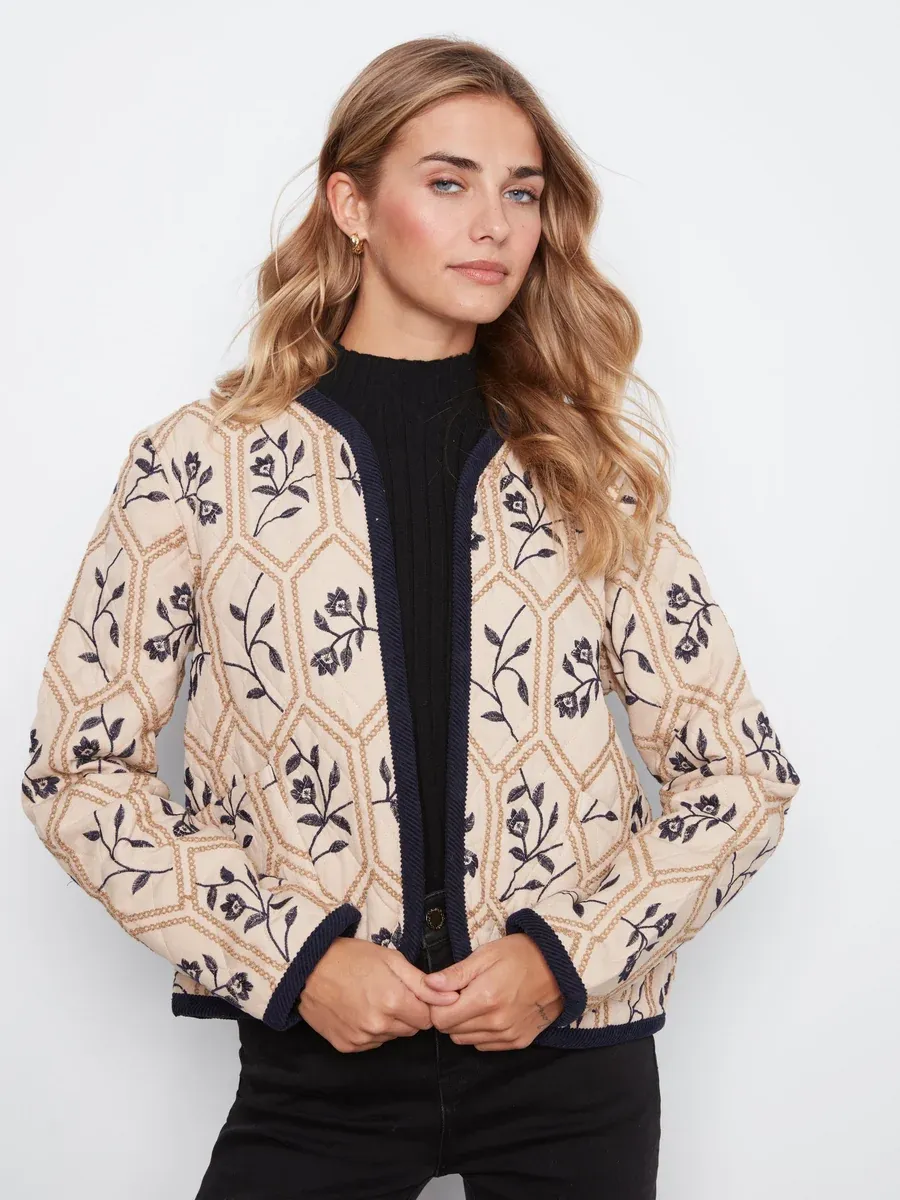 Jacket - Embroidery Biscuit &amp; Navy - Medium