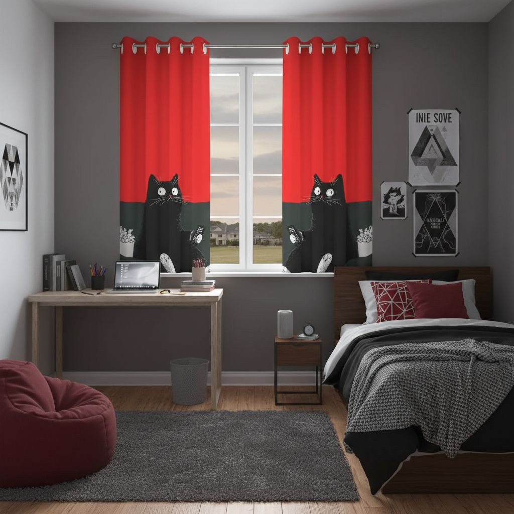 Blackout curtains Movie Night Cat