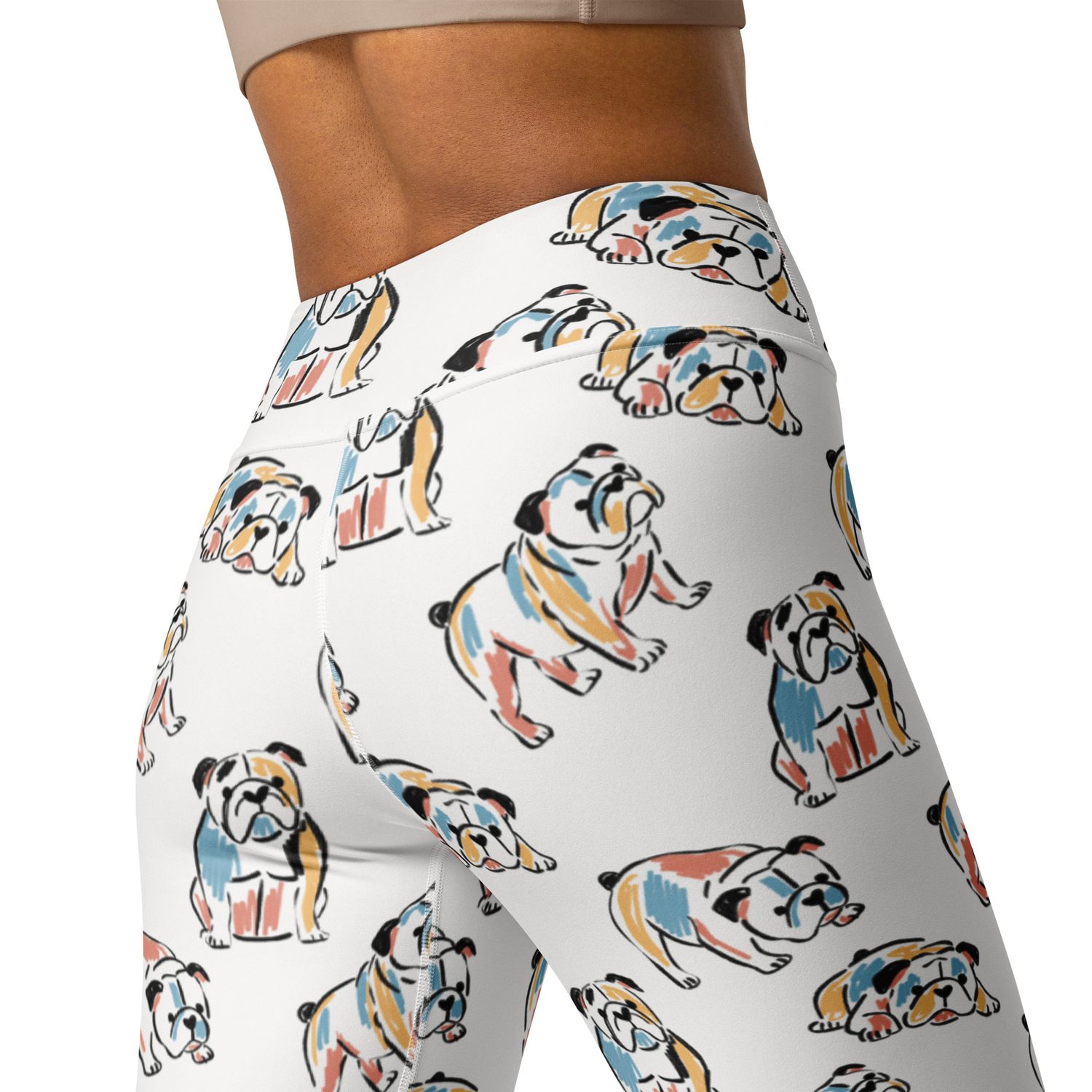Bulldog print high-waist leggings