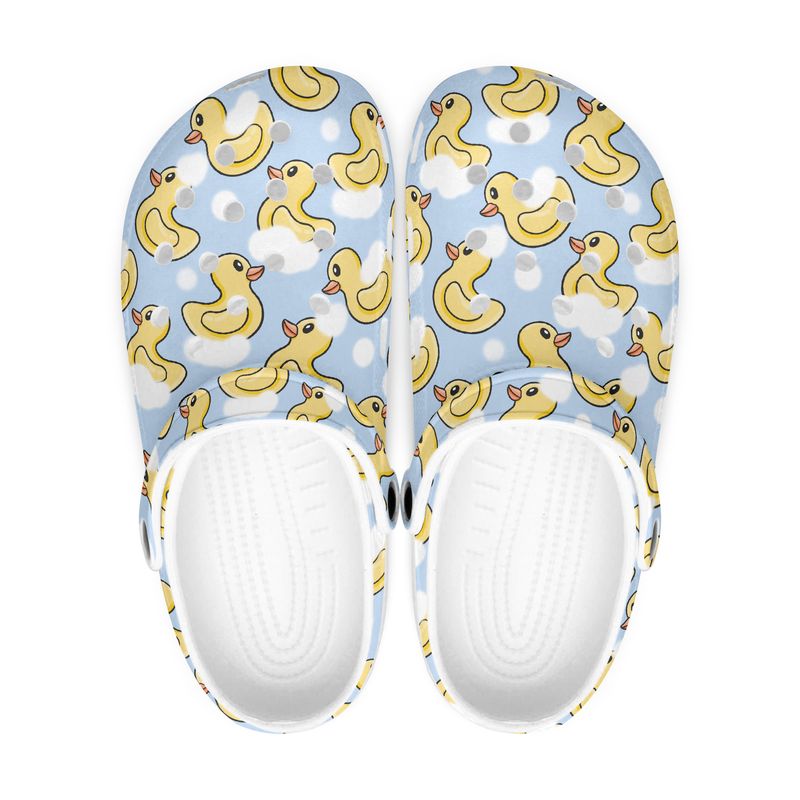 Grappige lichtblauwe klompen met eendenprint