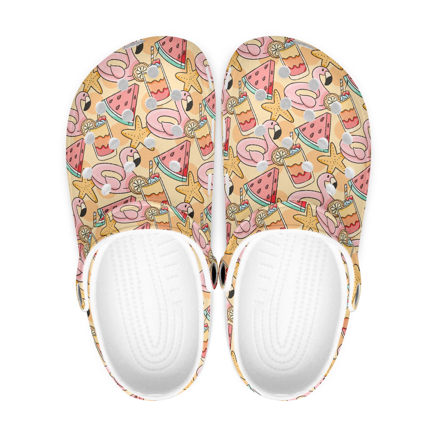 Klompen met flamingo- en meloenprint