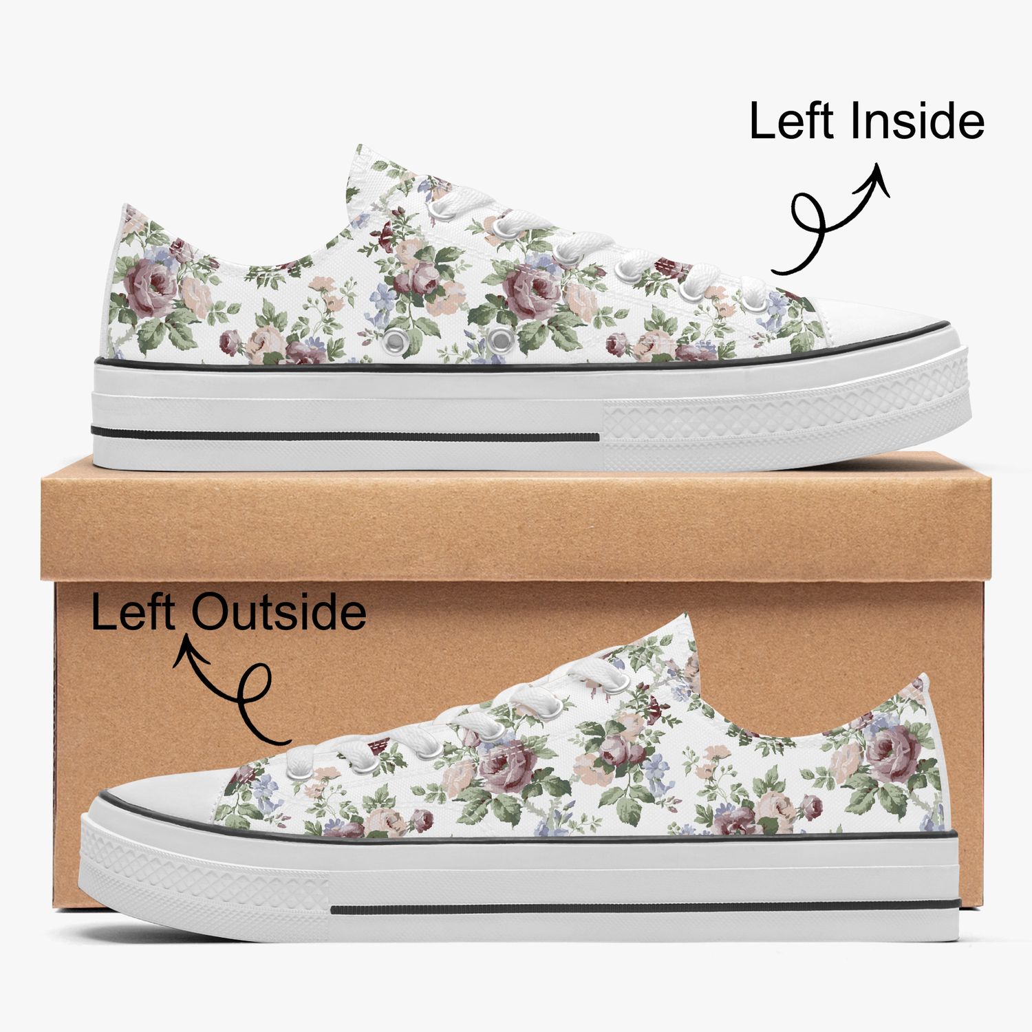 Rose pattern canvas sneakers