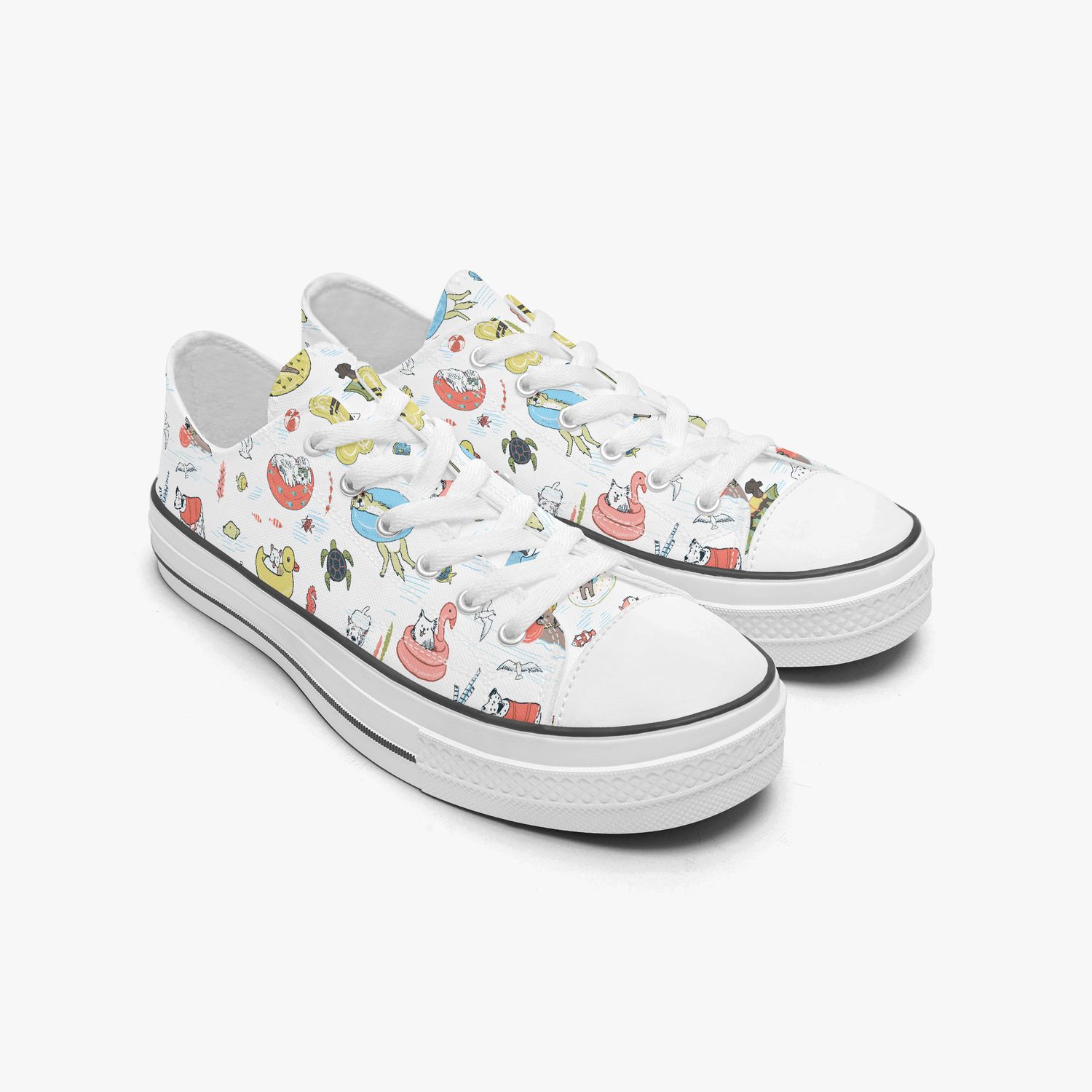 Dogs Summer Print Design Canvas Sneakers
