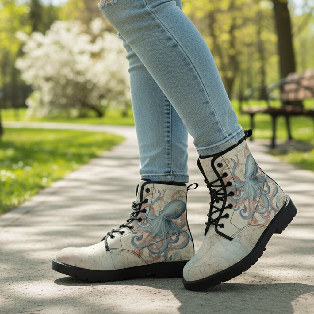 Vintage Octopus Leather Boots