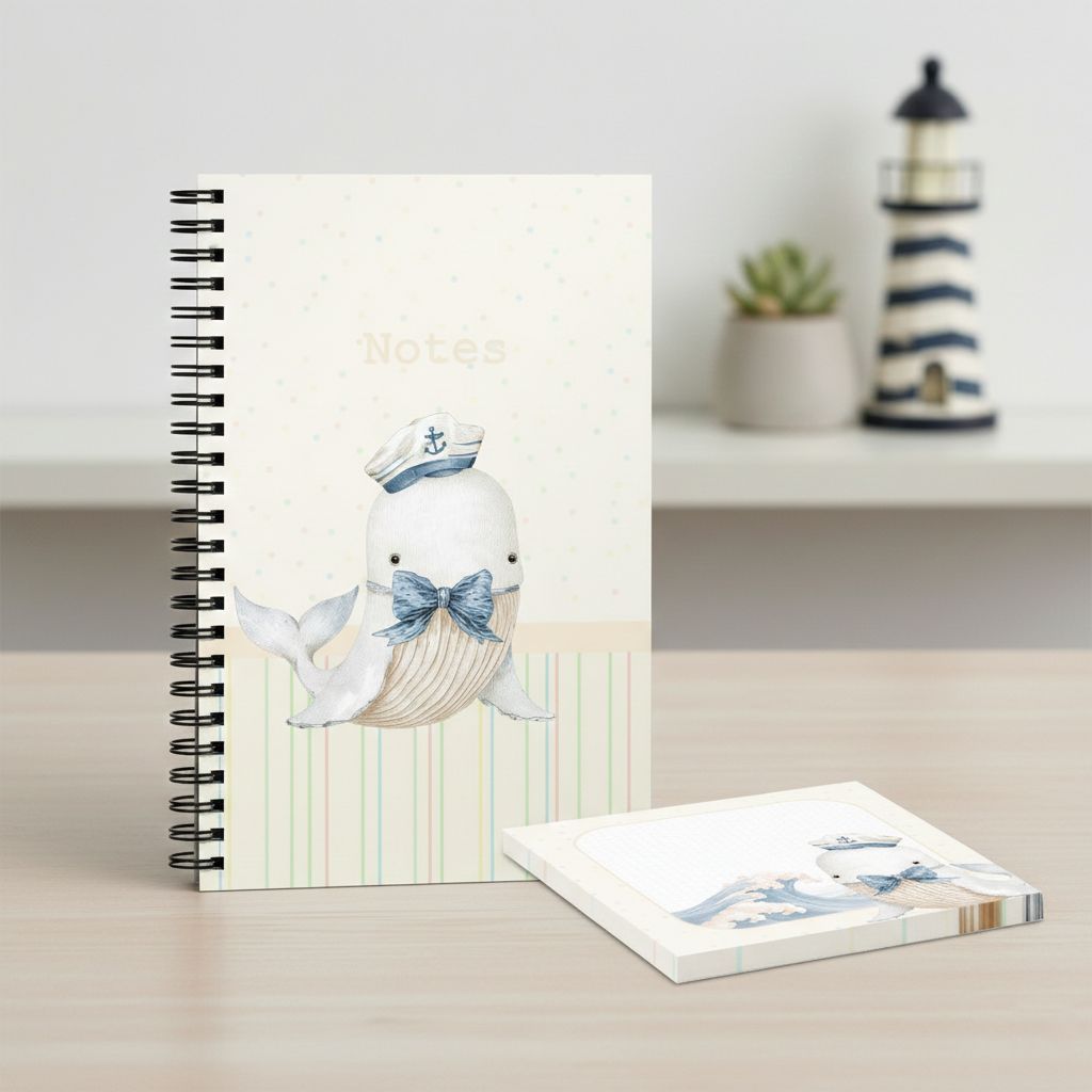 Spiral-Notizblock Wal mit Matrosenmütze