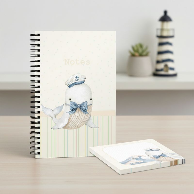 Spiral-Notizblock Wal mit Matrosenmütze