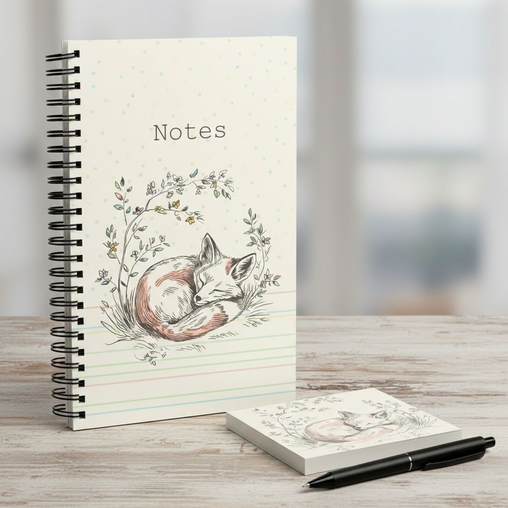 Spiral notebook with forest animals
