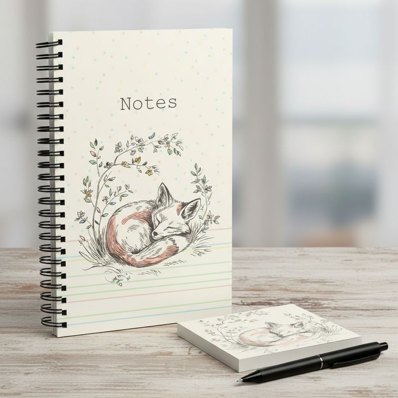 Spiral notebook with forest animals
