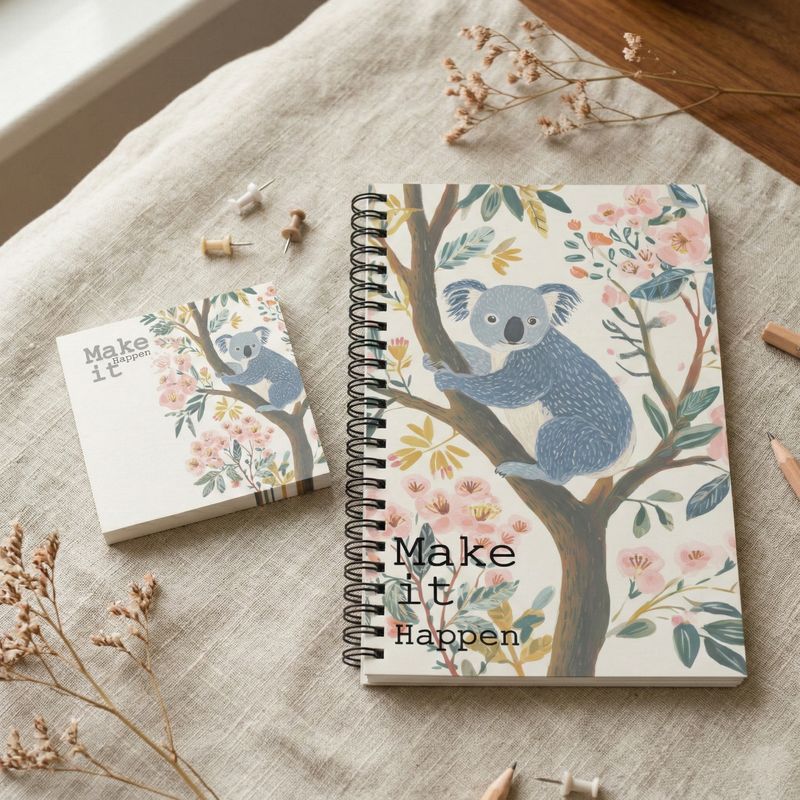 Spiral notebook with forest animals