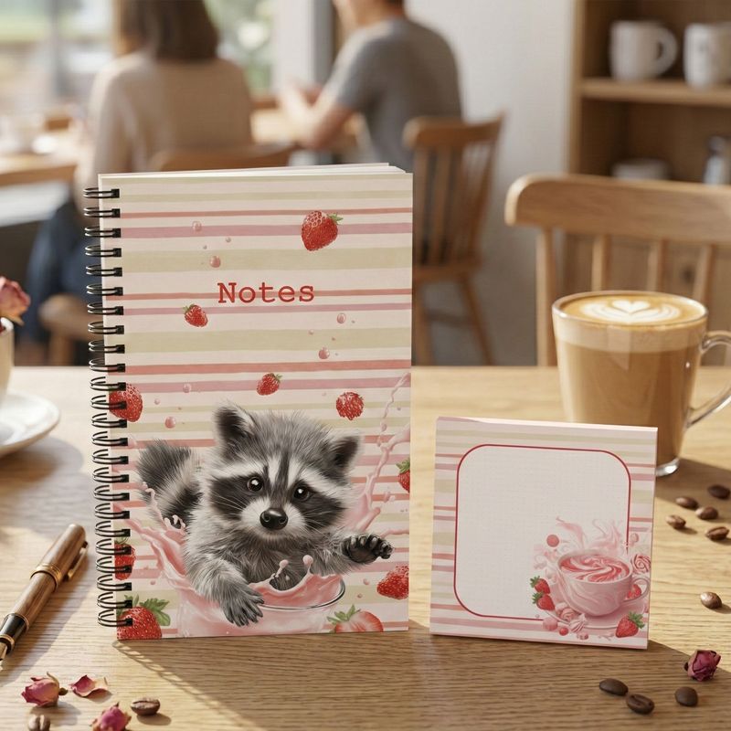 Spiral notebook with forest animals