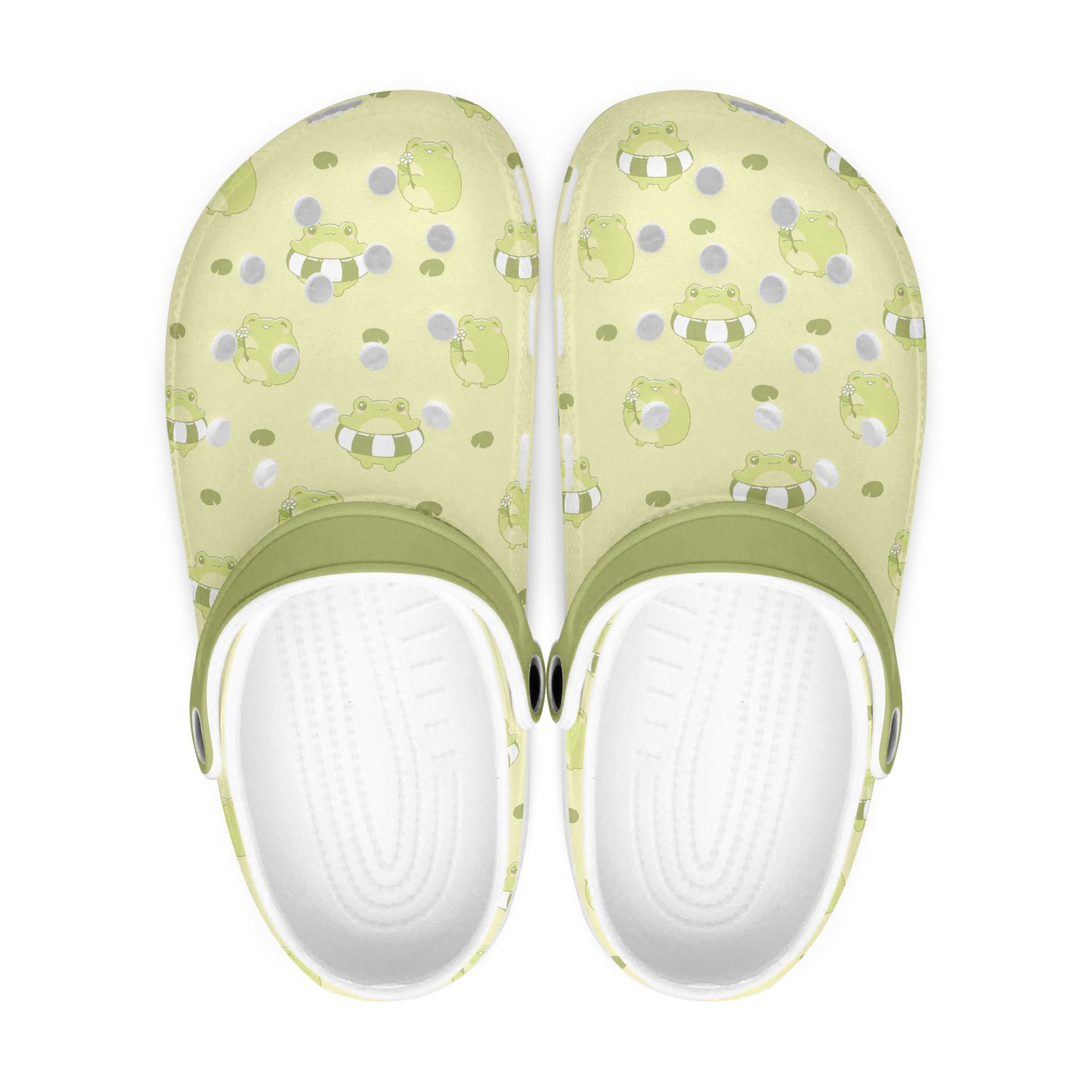 Cute frog clogs in green