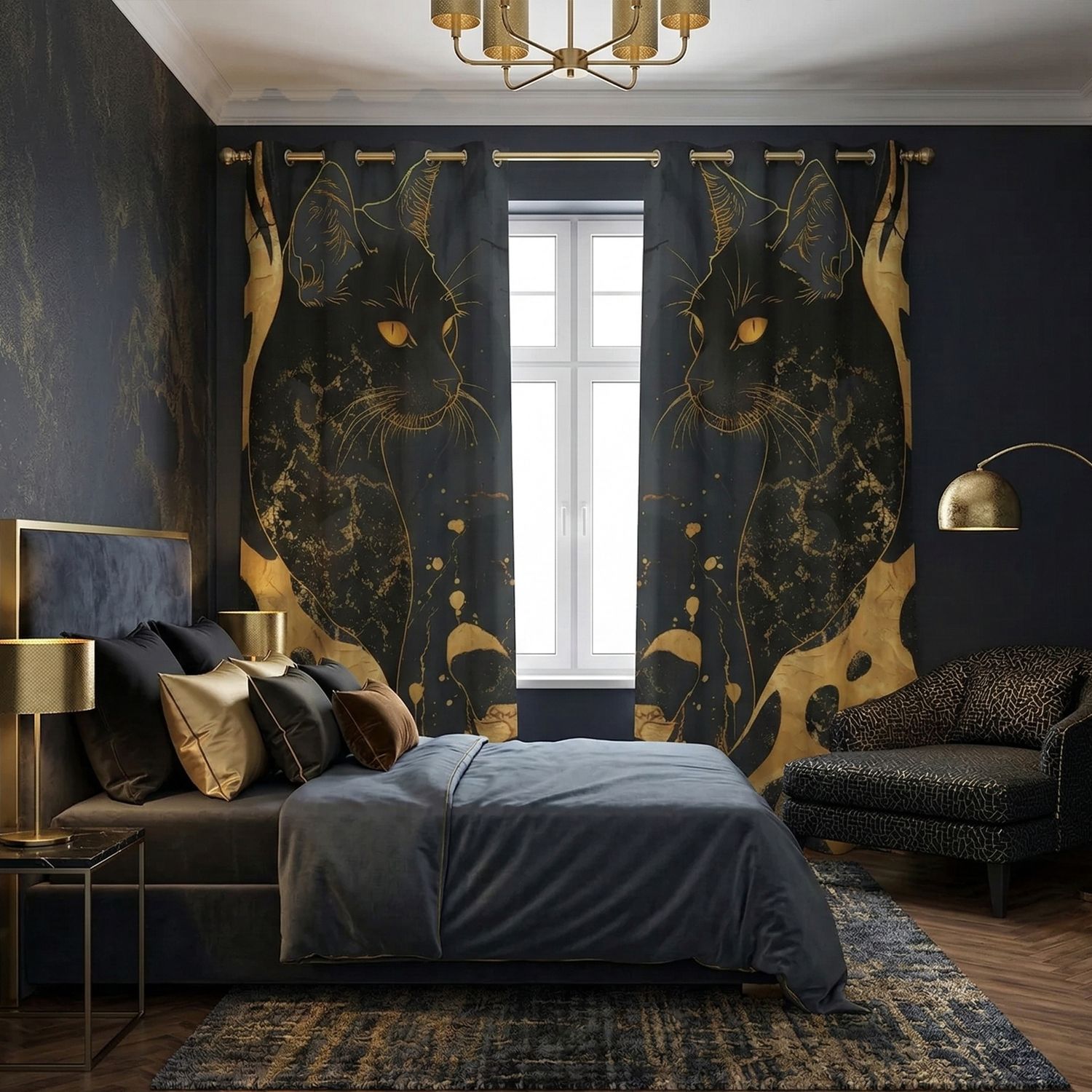 Cat blackout curtains Golden Mystic Cat
