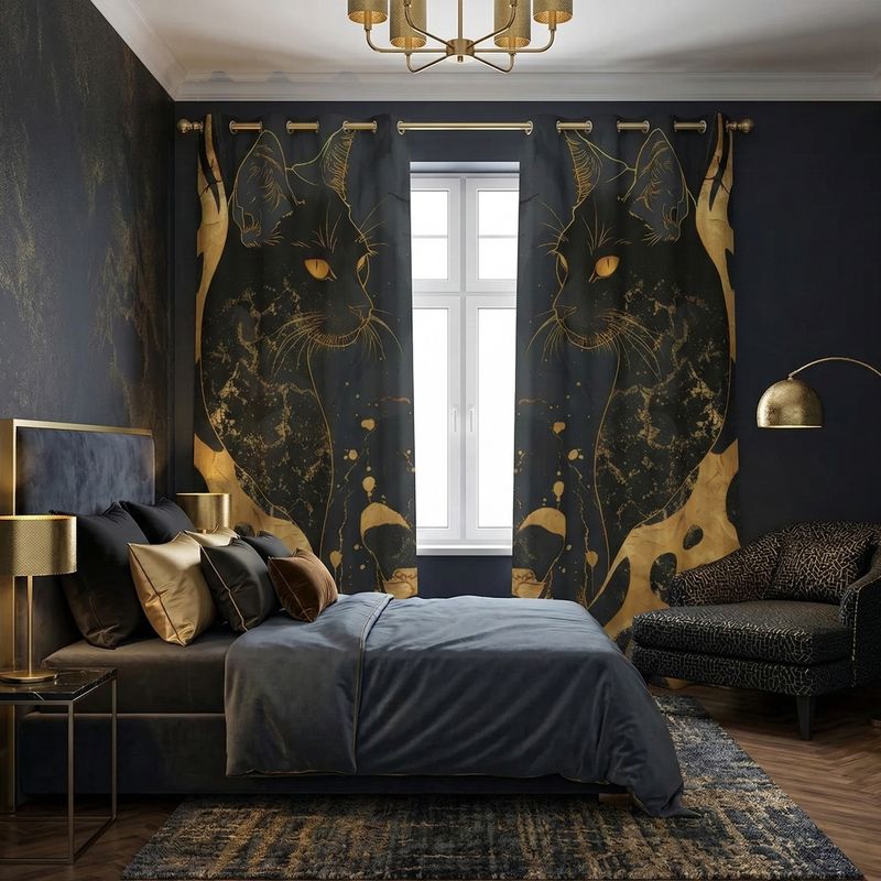 Cat blackout curtains Golden Mystic Cat