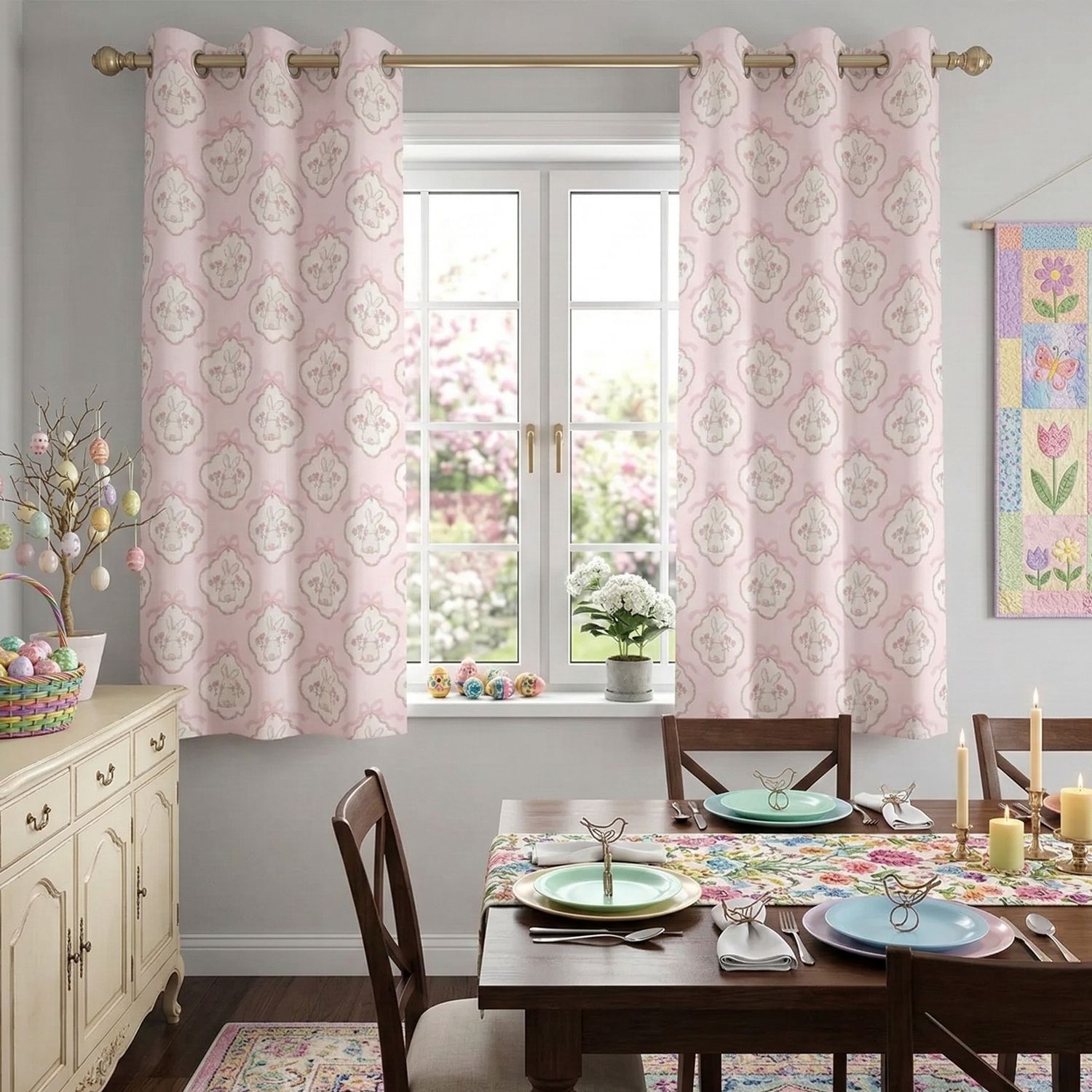 Blackout curtains with a cute bunny design