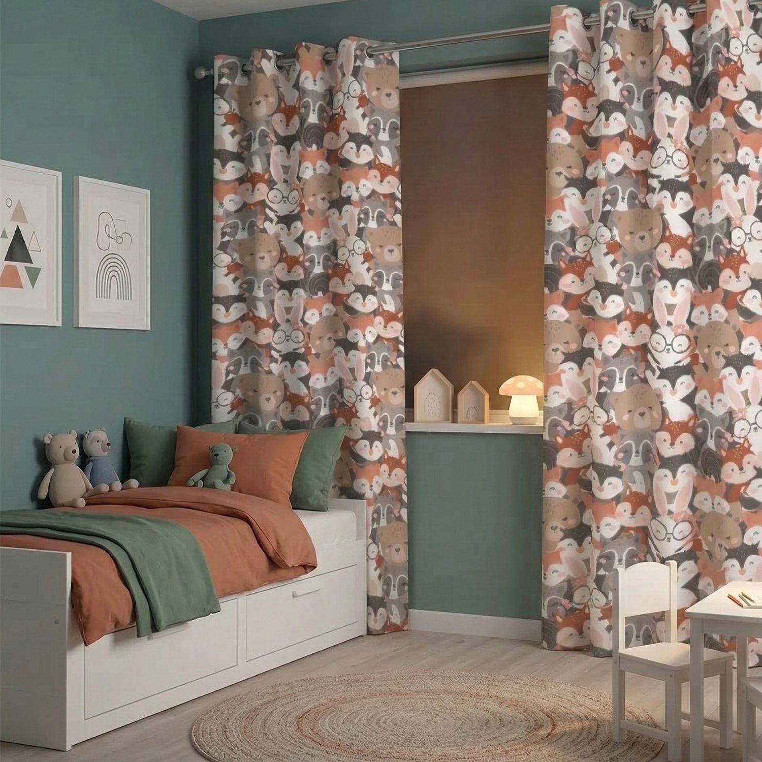 Blackout curtains with cute woodland animals