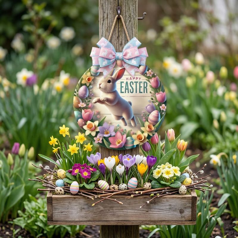 Springtime Magic Bunny – Happy Easter Decorative Sign