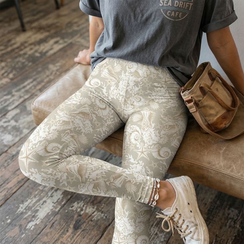 Sea motif high-waist leggings Ocean Whisper