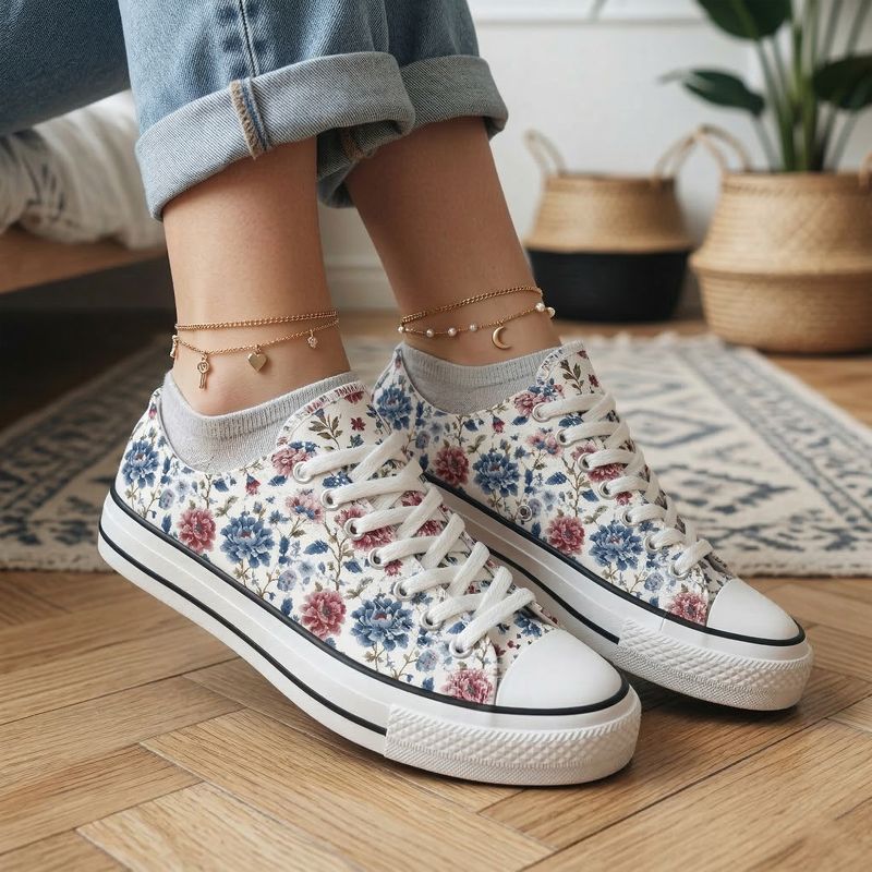 Floral vintage flower canvas sneakers