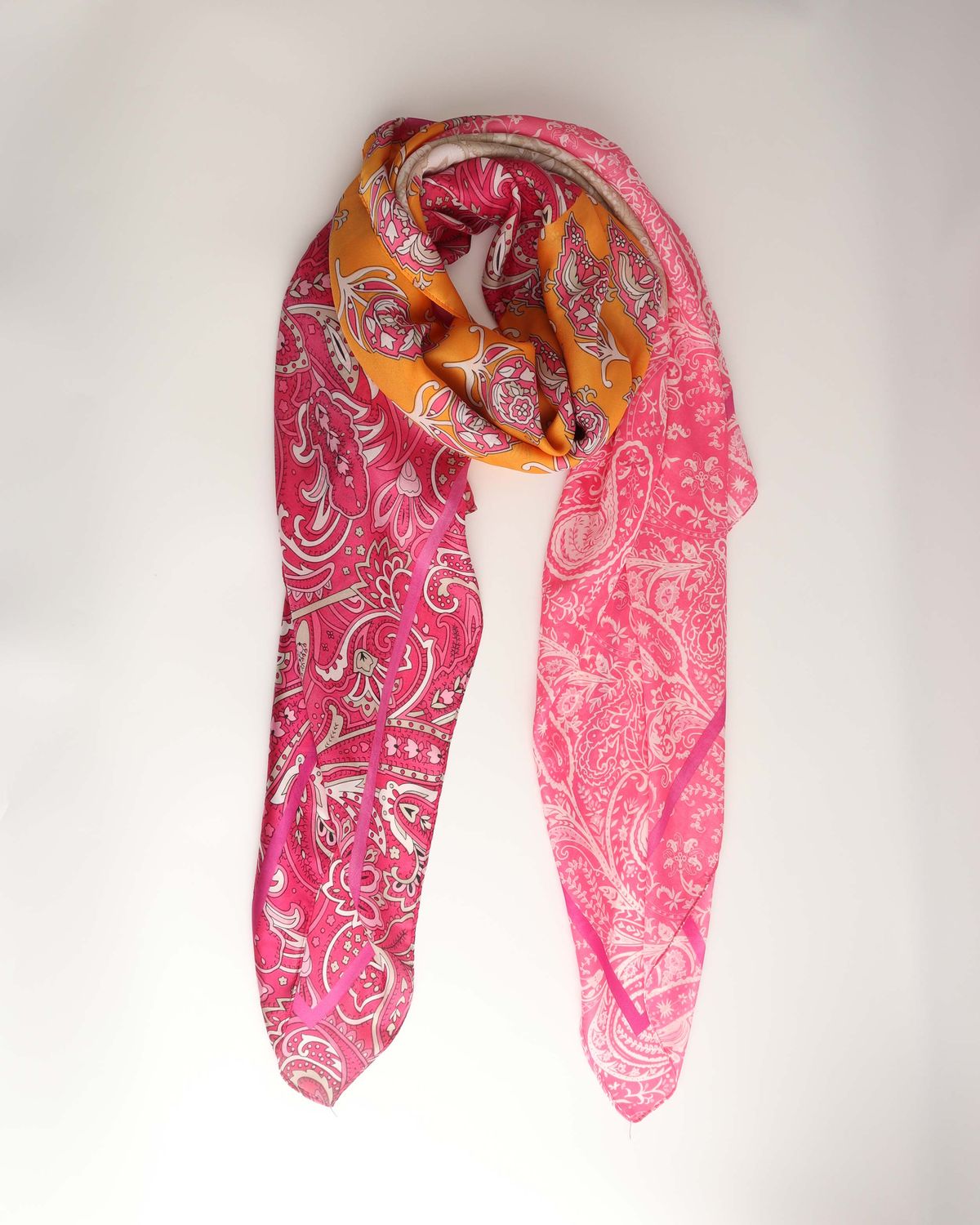 Sjaal "Salvia paisley" roze oranje