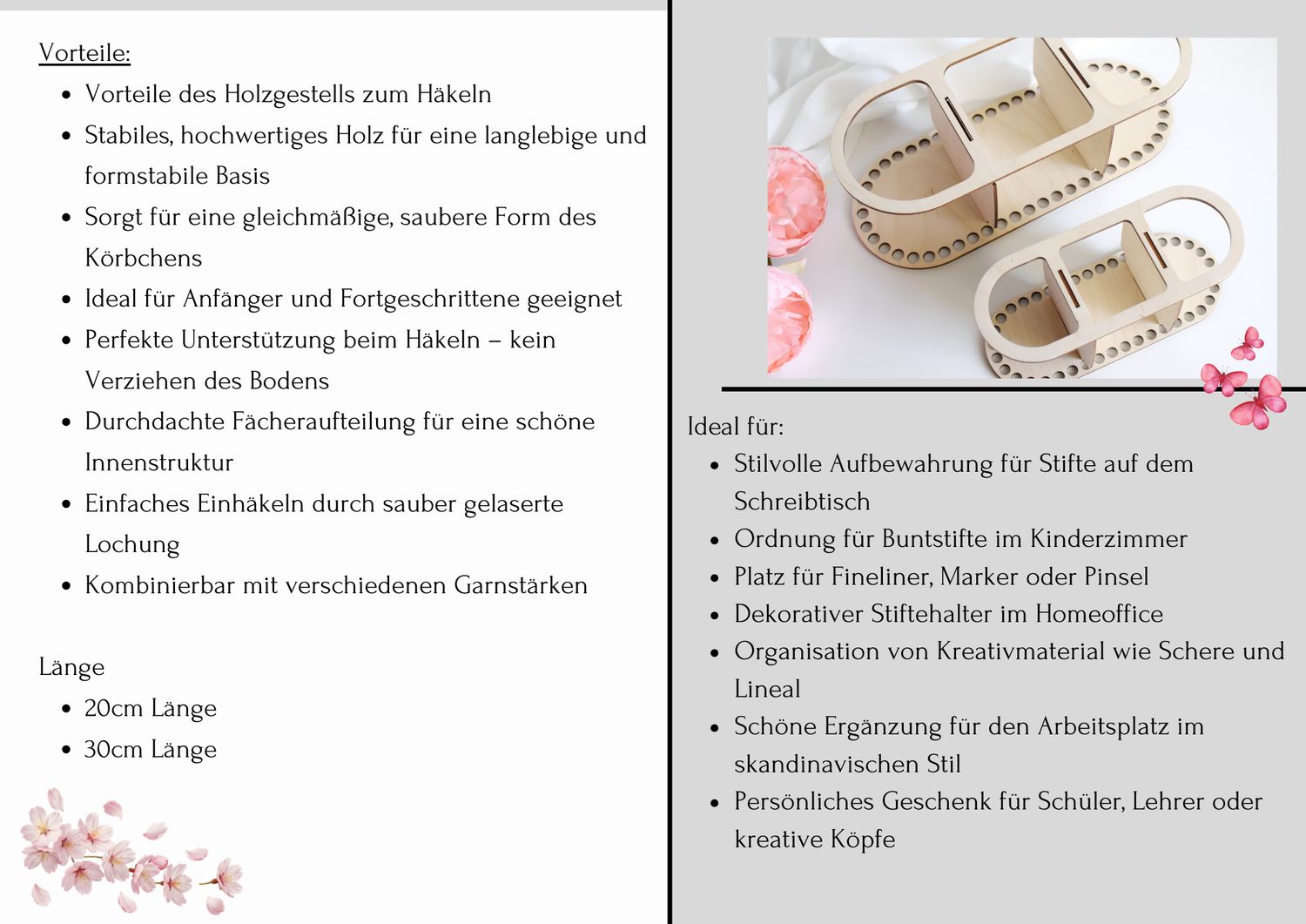 Holzgestell Utensilo – 20 cm &amp; 30 cm