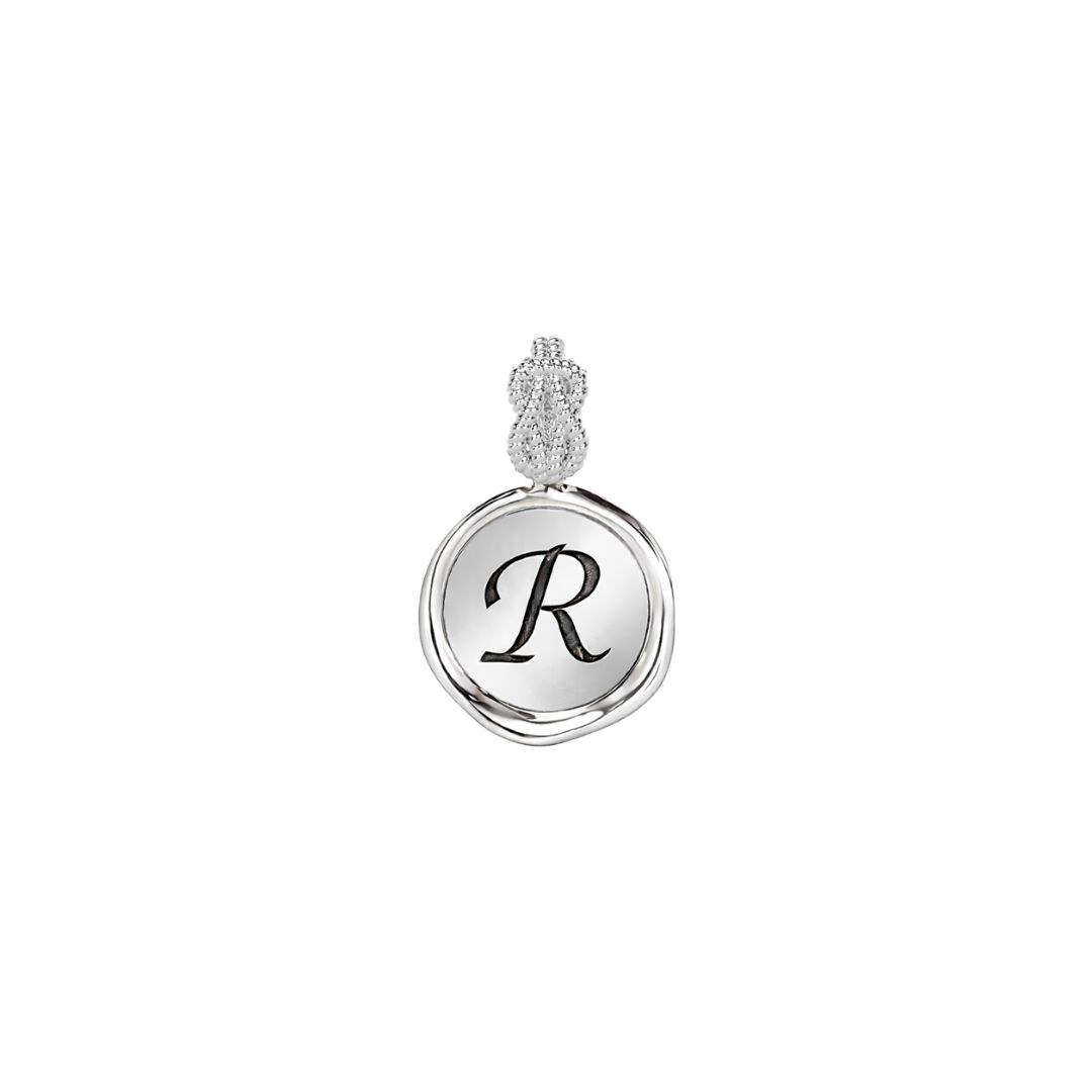 Forever-with-You Mini White Gold Wax Seal Initial Pendant