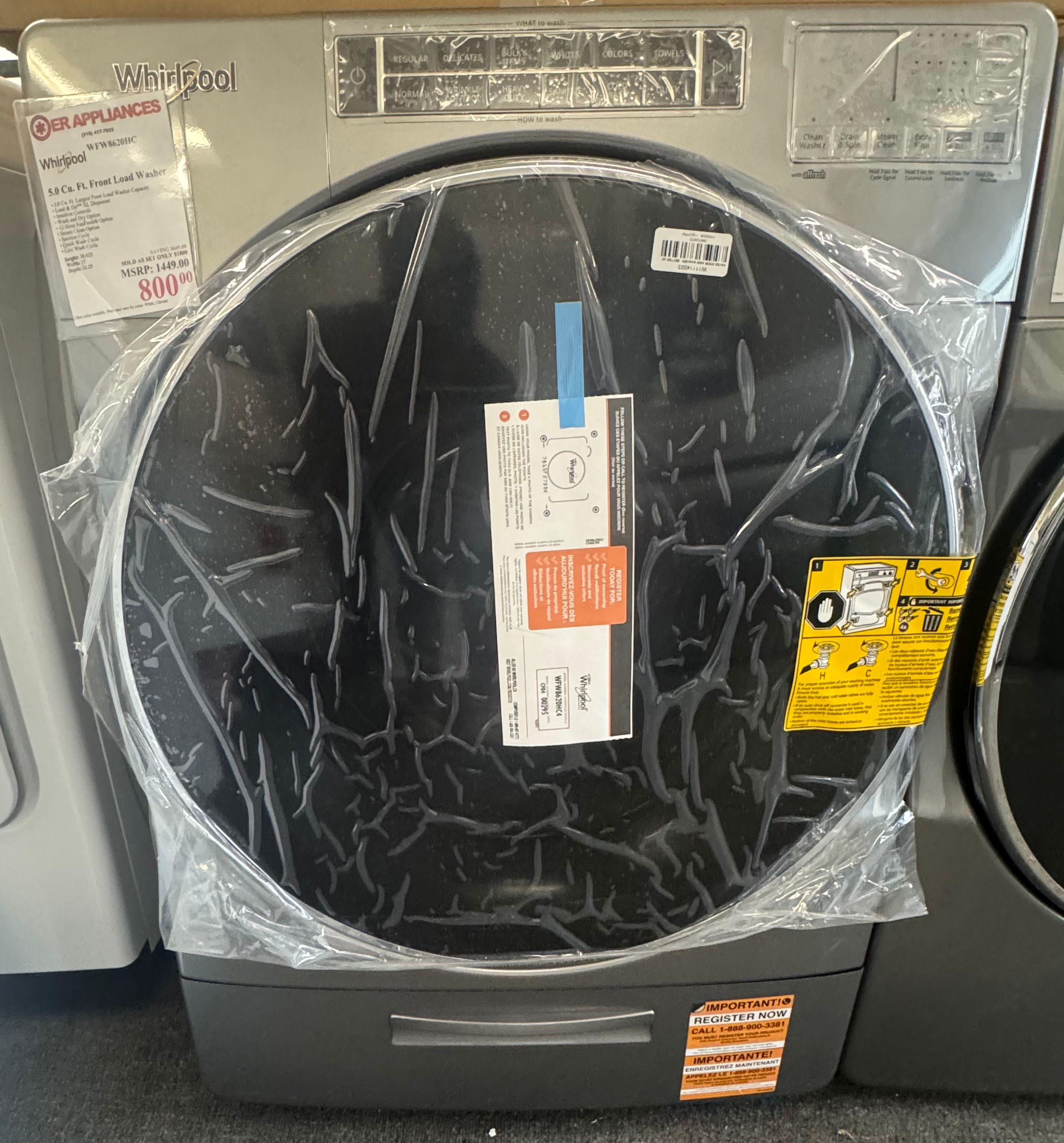 Whirlpool 5.0 cu.ft. Front Load Washer/Electric Dryer w/Pedestals