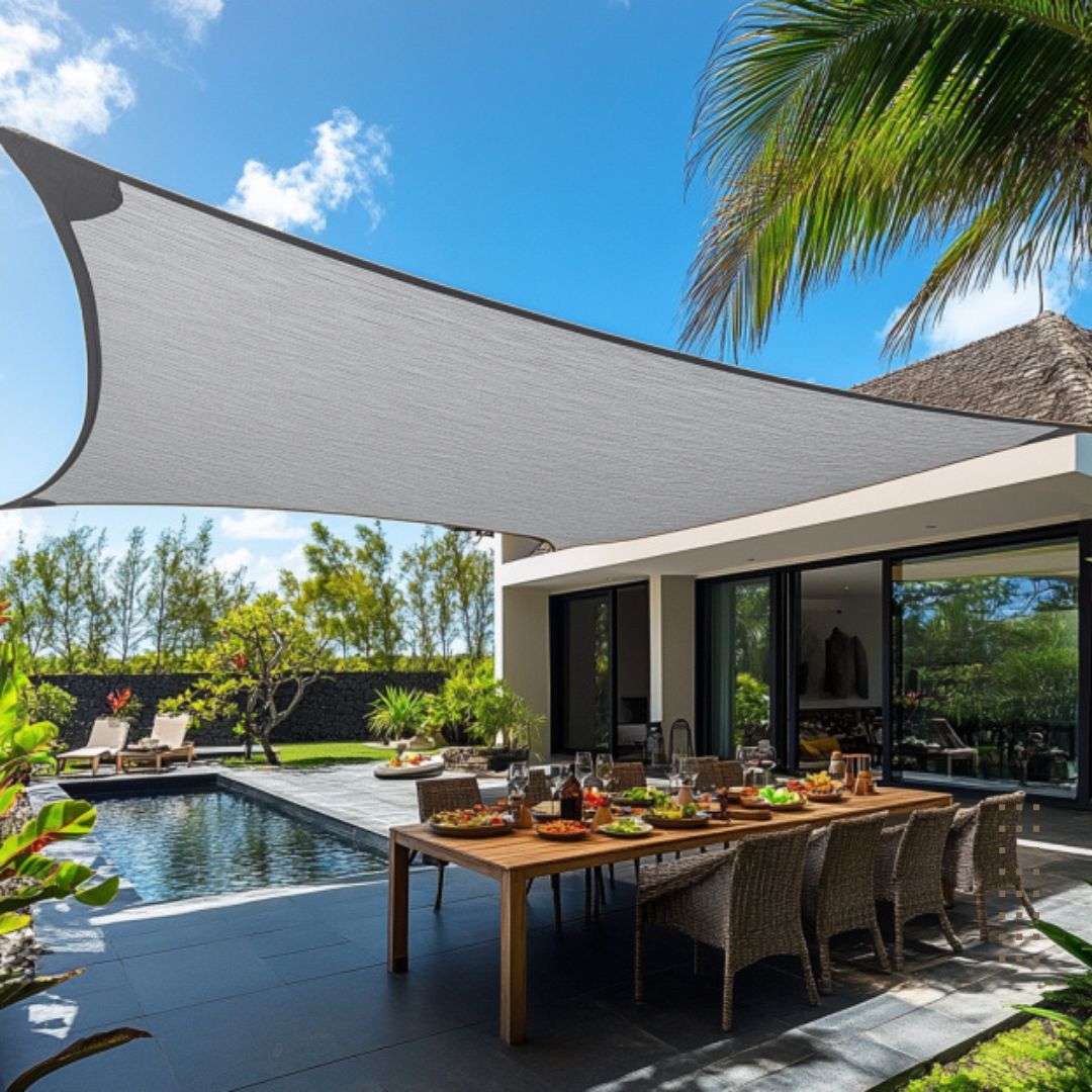 Voile ombrage "Premium" 6x5 - 220g/m² Gris