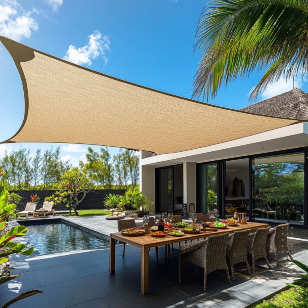 Voile ombrage "Premium" 6x6 - 220g/m² Sable