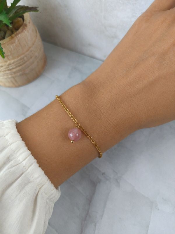 Bracelet Rhodonite et Acier – Douceur et Équilibre