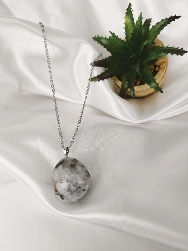 Collier et pendentif Péristérite - Acier inoxydable